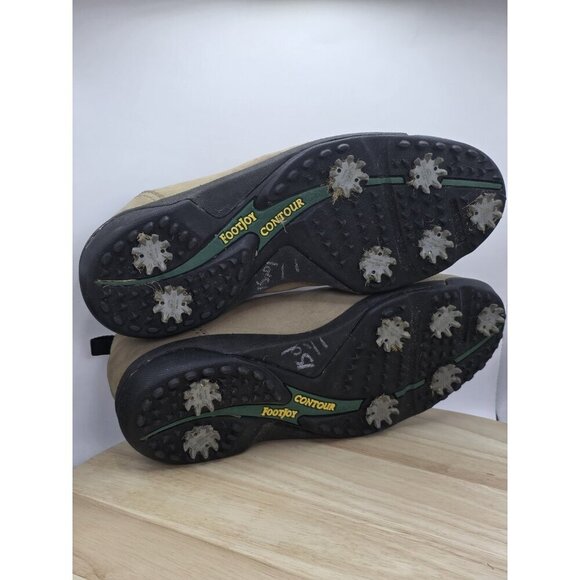 Footjoy Contour Series Mens 9 Brown Golf Mocs Shoes Soft Spikes Slip On No Laces - Picture 8 of 9